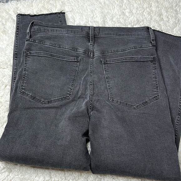 Madewell Stovepipe Black Charcoal Wash Jean Raw Hem Denim High Rise Bottoms - Picture 9 of 14